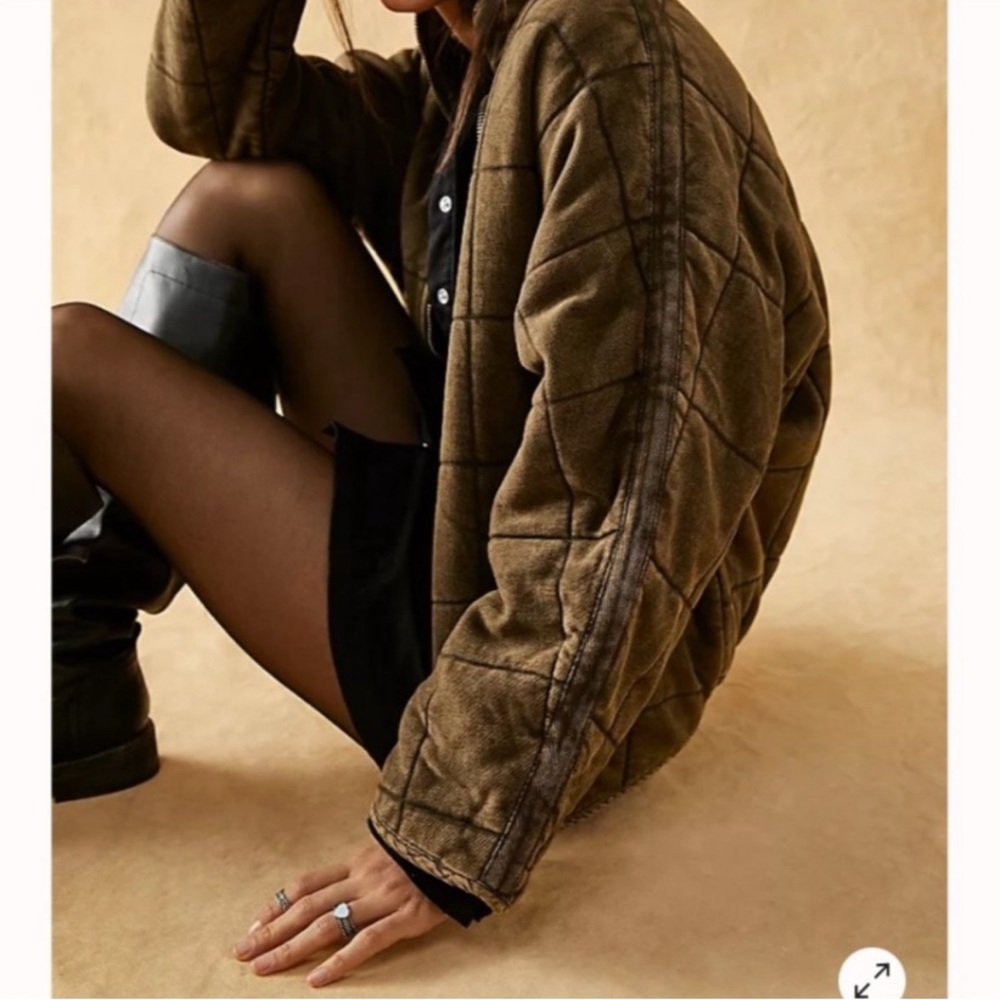 NWT Free People Dolman Quilted Jacket Dusty Military Sz L Boho Cottagecore Retro - Picture 6 of 10